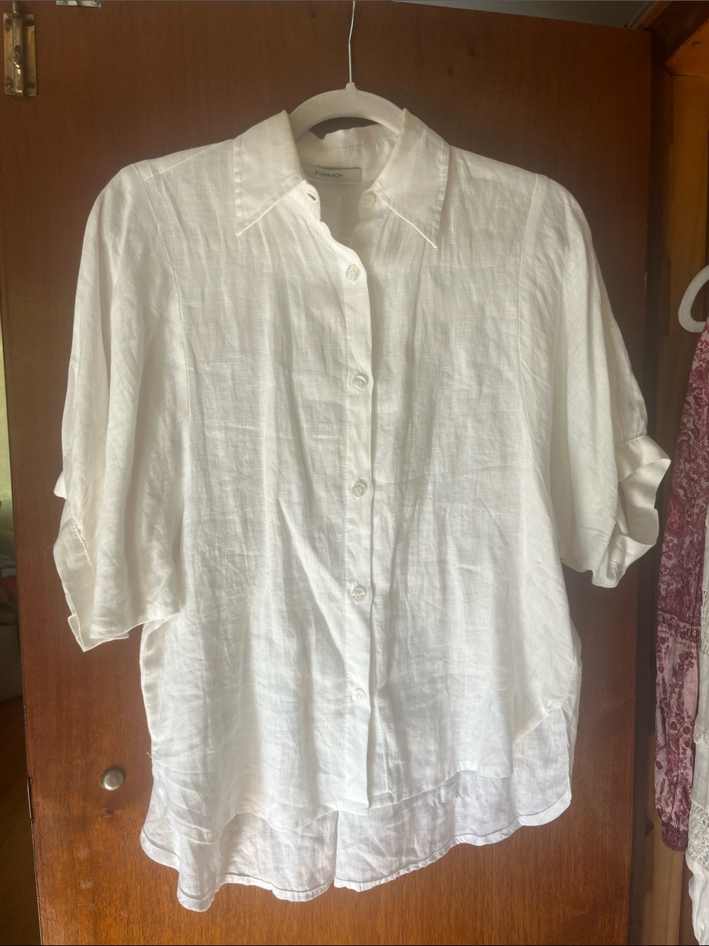 Relaxed Pharaoh White Button-Down French Linen Shirt S